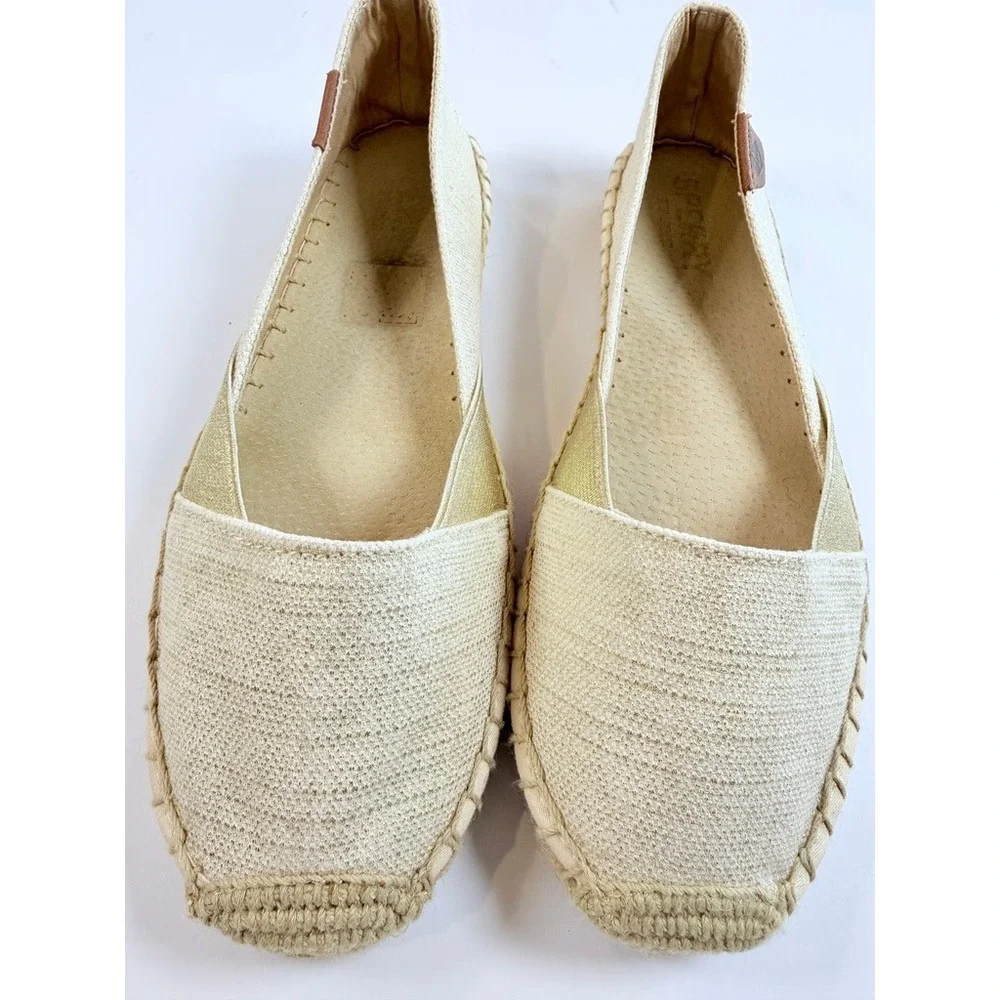 Sperry Espadrille Flats Women 8M Beige Canvas Slip‎ On Jute Sole STS95780